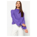 Trendyol Purple Soft Textured Thick Crew Neck Knitwear Sweater