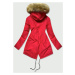 Červená dámska zimná bunda typu parka (B2628)