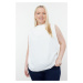 Trendyol Curve Ecru Tulle Woven Plus Size Blouse