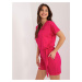 Cotton fuchsia jumpsuit with a plunging neckline