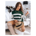 Women's sweater AMELIA green and white Dstreet