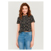 Black flowered short T-shirt TALLY WEiJL - Women