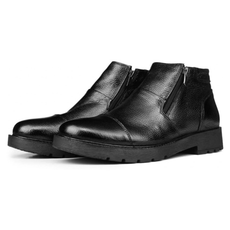 Ducavelli Liverpool Genuine Leather Non-Slip Sole Zippered Chelsea Daily Boots Black
