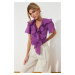 Trendyol Purple Ruffle and Tie Detail Woven Blouse