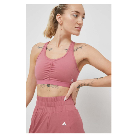 Podprsenka na jogu adidas Performance Coreessentials ružová farba, jednofarebná