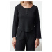 Trendyol Anthracite Melange Waffle Fabric Knitted Pajama Set