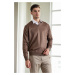 38804 Dewberry Mens V Neck Knit Sweater-COFFEE