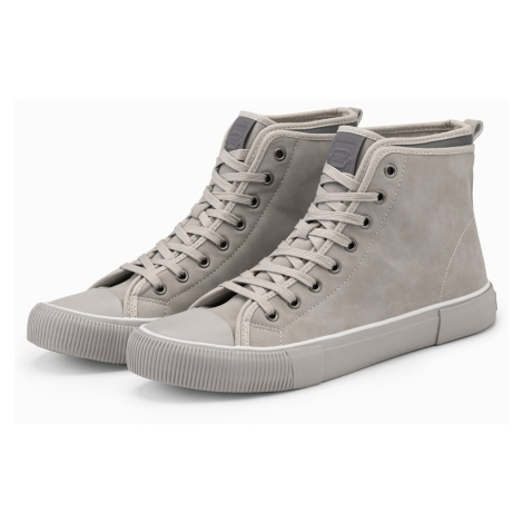 Ombre Men's high boots sneakers with decorative trim - ash