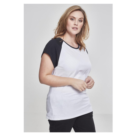 Women's contrasting raglan T-shirt white/black Urban Classics