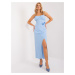 Light blue cocktail dress with ruffles