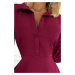 SANDY - Rozšírené košeľové dámske šaty vo vínovej bordovej farbe 286-5