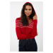 Trendyol Red Crop Hooded Knitwear Cardigan