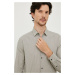 Bavlnená košeľa Sisley pánska, béžová farba, regular, s klasickým golierom