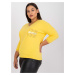Yellow cotton blouse of larger size with decorative pocket
