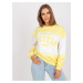 Yellow and white sweatshirt without hood with patches