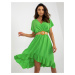 Svetlozelené midi šaty s asymetrickým strihom a volánikmi -DHJ-SK-8358.19-ligth green