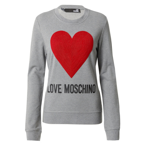 Love Moschino Mikina 'FELPA'  sivá / červená