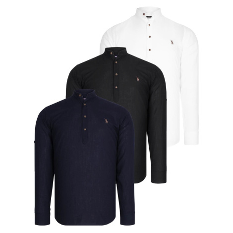 SET OF THREE G783 DEWBERRY JUDGE COLLAR SHIRT-BLACK-WHITE-NAVY BLUE