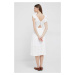 Bavlnené šaty PS Paul Smith biela farba, mini, áčkový strih