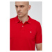 Bavlnené polo tričko United Colors of Benetton červená farba, jednofarebné