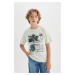 DEFACTO Boy's Crew Neck Printed Short Sleeve T-shirt