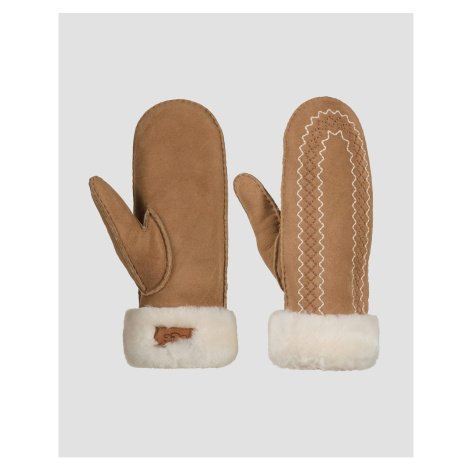 Dámske Kožené Rukavice Ugg Atherson Embroidered Mitten