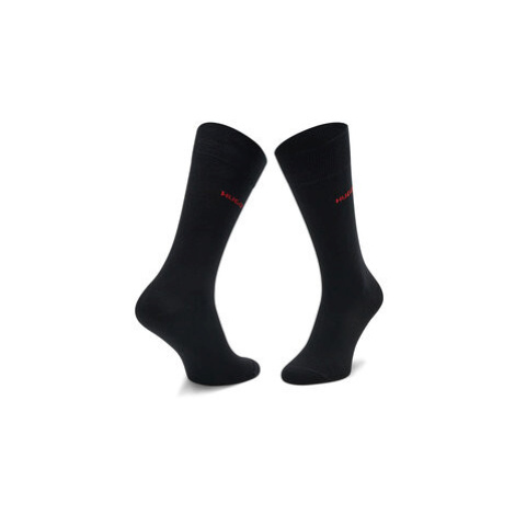 Hugo Súprava 2 párov vysokých pánskych ponožiek Allover Logo 50473191 Čierna Hugo Boss