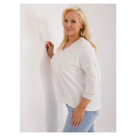 Ecru cotton blouse plus size neckline