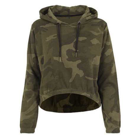 Build Your Brand Dámska crop mikina BY065 Olive Camo