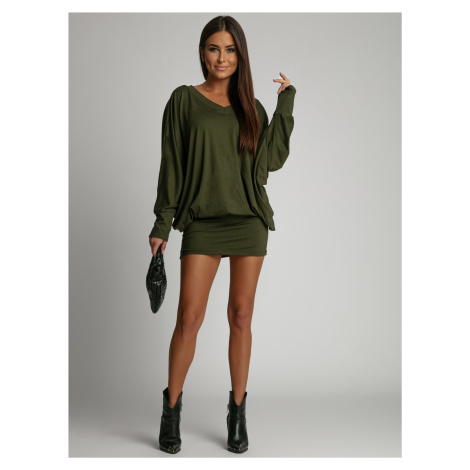 Fashionable basic khaki bat dress FASARDI