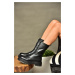 Fox Shoes R555268103 Black Genuine Leather Women's Ankle Boots