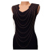 KIMI Luxusné dámske spoločenské šaty zdobené retiazkami čierne - Čierna - Kimi & Co