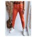 Cigaretové dámske nohavice oranžovej farby