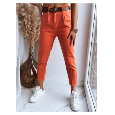 Cigaretové dámske nohavice oranžovej farby DStreet