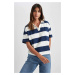 DEFACTO Relax Fit Polo Neck Striped Short Sleeve T-Shirt