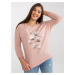 Light pink plus size blouse with 3/4 sleeves