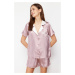 Trendyol Powder Pocket and Collar Detailed Satin Viscose Woven Pajamas Set