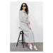 Trendyol Gray Polo Neck Button Detailed Plain Knitted Dress