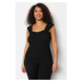 Trendyol Curve Black Sweetheart Collar Slim Knitwear Wrap Blouse