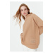 Trendyol Beige Loose Hoodie with Print and Rayon Knitted Sweatshirt.