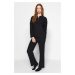 Trendyol Black Cotton Button Detailed Textured Knitted Pajamas Set