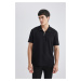 DEFACTO Regular Fit Stand Collar Half Zip Heavy Fabric Short Sleeve T-Shirt