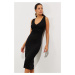 Cool & Sexy Women's Black With Pleats, Sleeveless Midi Dress