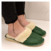 Dámske luxusné kožené zelené papuče GITA