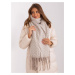 Beige and white women's knitted scarf