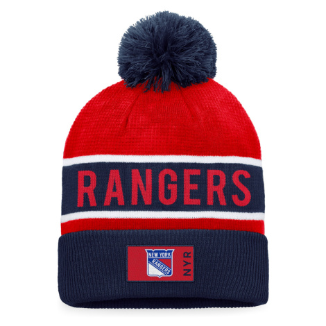 New York Rangers zimná čiapka Authentic Pro Game & Train Cuffed Pom Knit Deep Royal-Athletic Red
