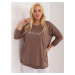 Brown plus size blouse with a round neckline