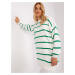 Green-ecru oversize sweater with a round neckline