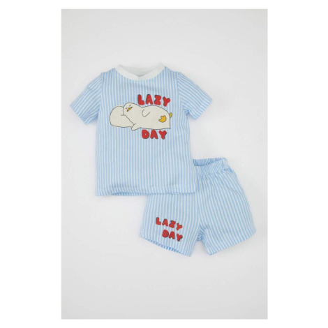 DEFACTO Baby Boy Striped Short Sleeve Shorts Cotton Pajama Set