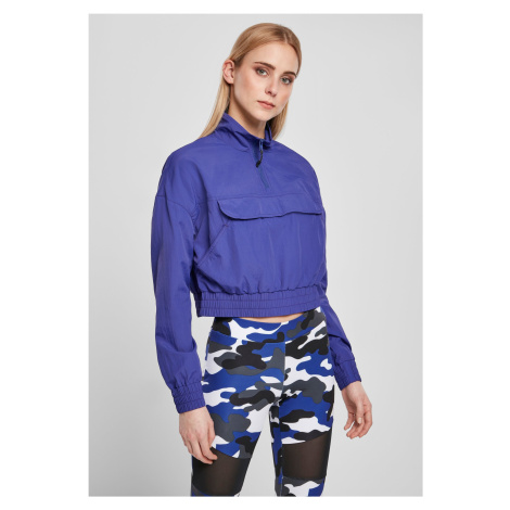 Women's jacket with cropped crinkle nylon, blue-purple Urban Classics